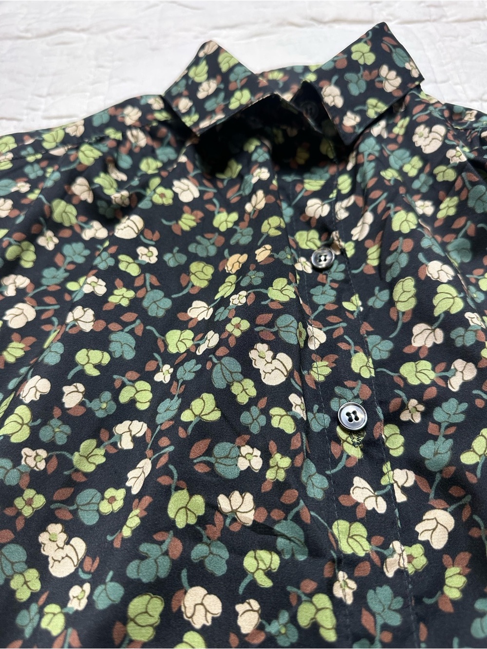 Y2K Dark Floral Button Up Shirt | 90s Indie Sleaze Minimalist Blouse - Picture 9 of 10